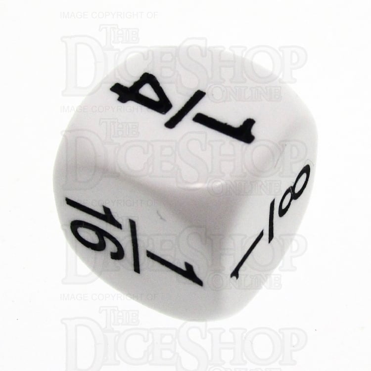 Koplow Opaque White Math Fractions D6 Dice