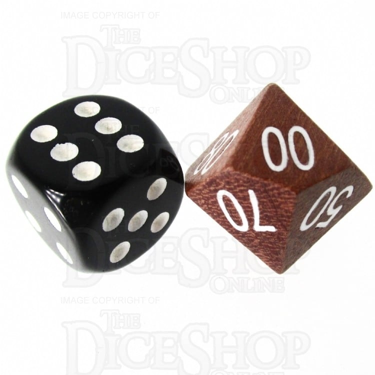 HALF PRICE CLEARANCE TDSO Red Sandalwood Wooden Percentile Dice - Large Inked