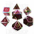 TDSO Metal Script Iridescent & Red 7 Dice Polyset