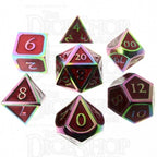 TDSO Metal Script Iridescent & Red 7 Dice Polyset