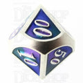 TDSO Metal Script Silver & Blue Green Purple Percentile Dice