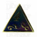 TDSO Metal Script Gold & Blue Green Purple D4 Dice