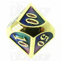 TDSO Metal Script Gold & Blue Green Purple Percentile Dice
