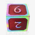 TDSO Metal Script Iridescent & Red D6 Dice