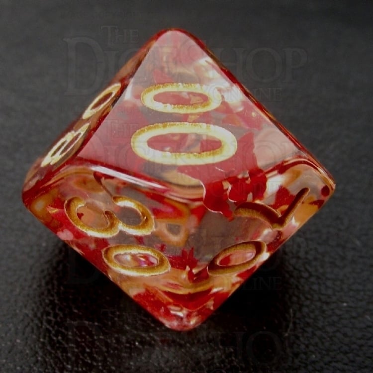 HALF PRICE CLEARANCE TDSO Confetti Butterfly Red & Gold Percentile Dice