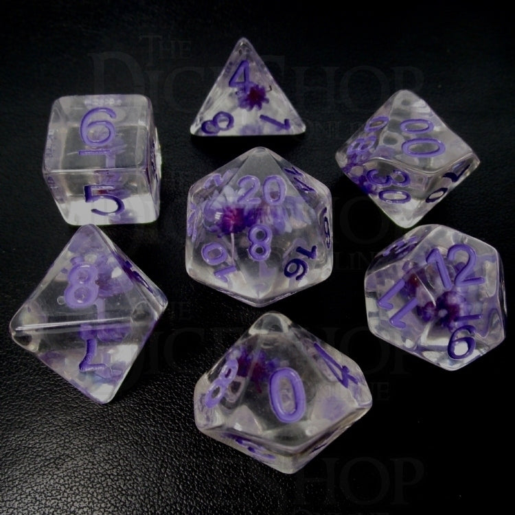TDSO Encapsulated Flower Purple 7 Dice Polyset