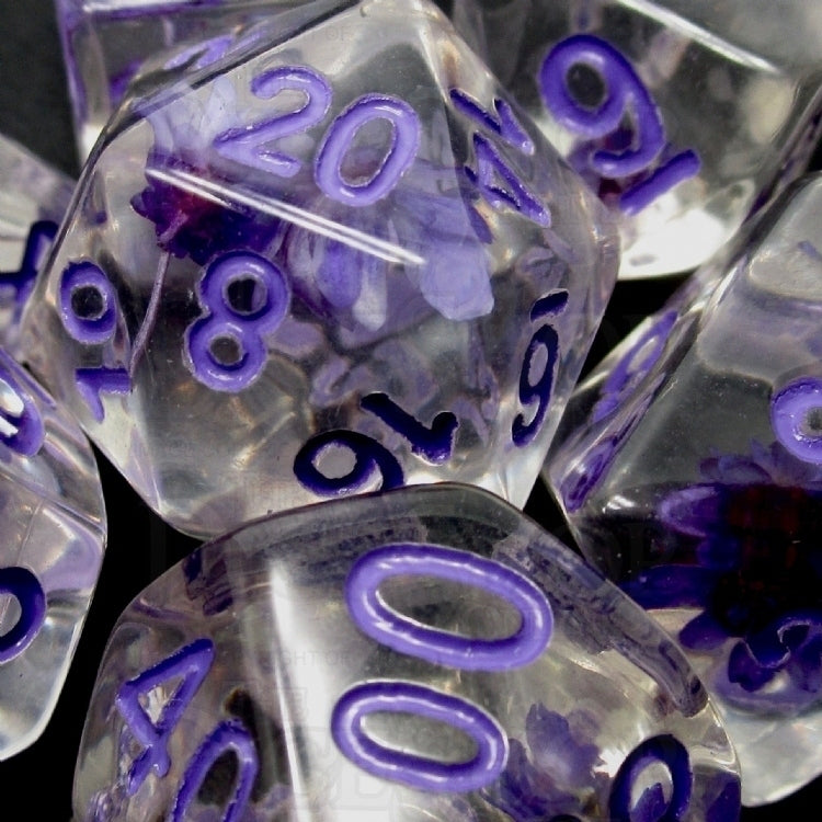 TDSO Encapsulated Flower Purple 7 Dice Polyset