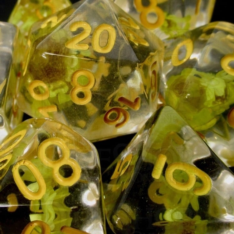 TDSO Encapsulated Flower Yellow 7 Dice Polyset