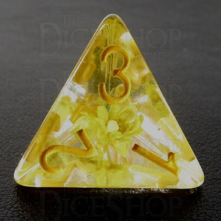 TDSO Encapsulated Flower Yellow D4 Dice