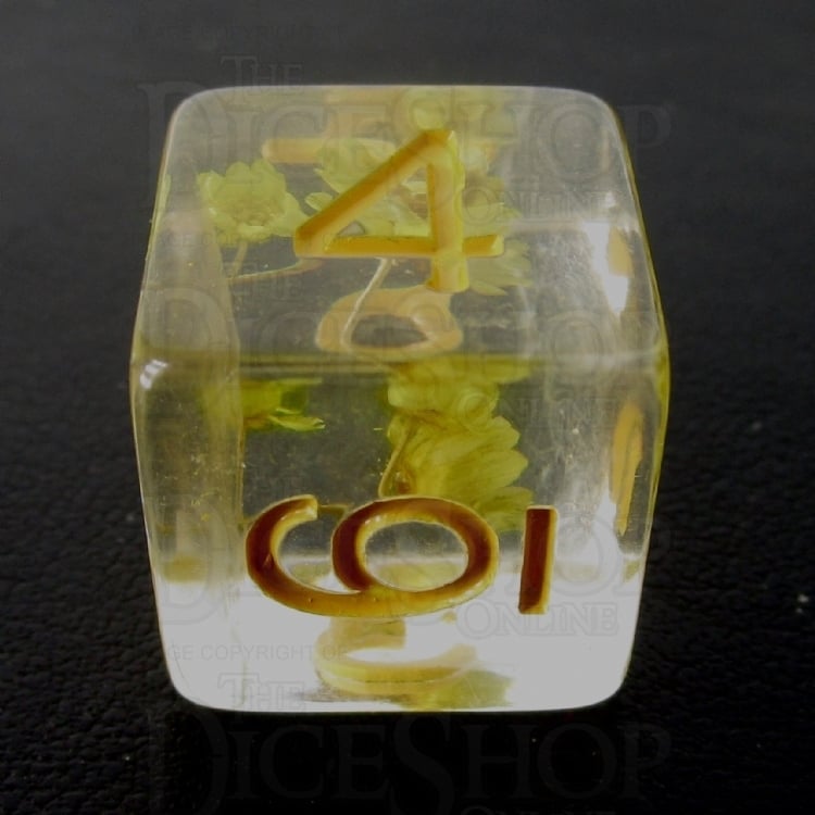 TDSO Encapsulated Flower Yellow D6 Dice