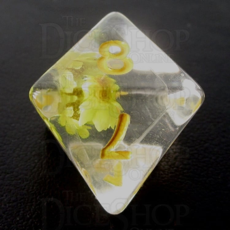 TDSO Encapsulated Flower Yellow D8 Dice