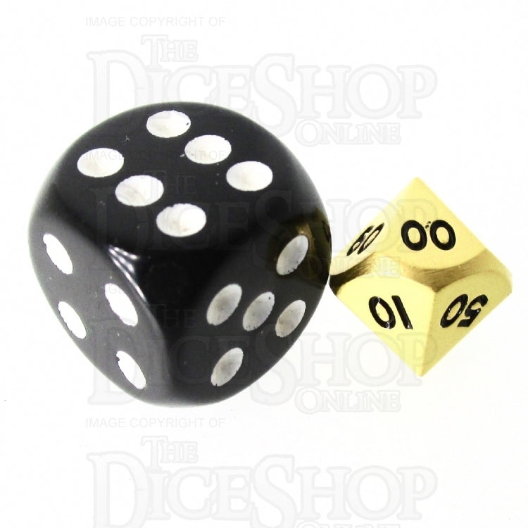 HALF PRICE CLEARANCE TDSO Metal Satin Gold MINI 10mm Percentile Dice