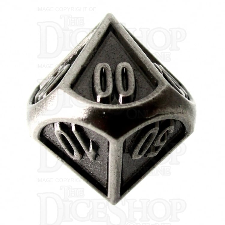 TDSO Metal Fire Forge Antique Nickel Percentile Dice