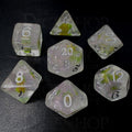 TDSO Encapsulated Glitter Flower Green 7 Dice Polyset