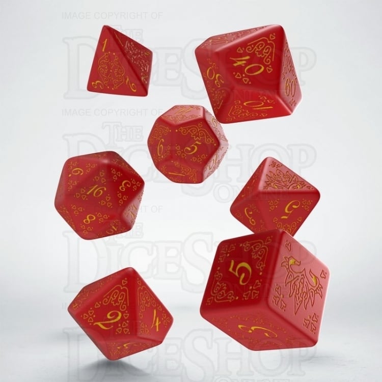 Q Workshop Pathfinder Curse of the Crimson Throne Red & Yellow 7 Dice Polyset
