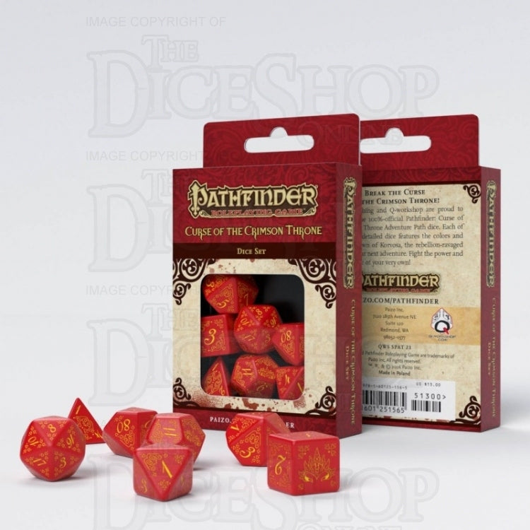 Q Workshop Pathfinder Curse of the Crimson Throne Red & Yellow 7 Dice Polyset