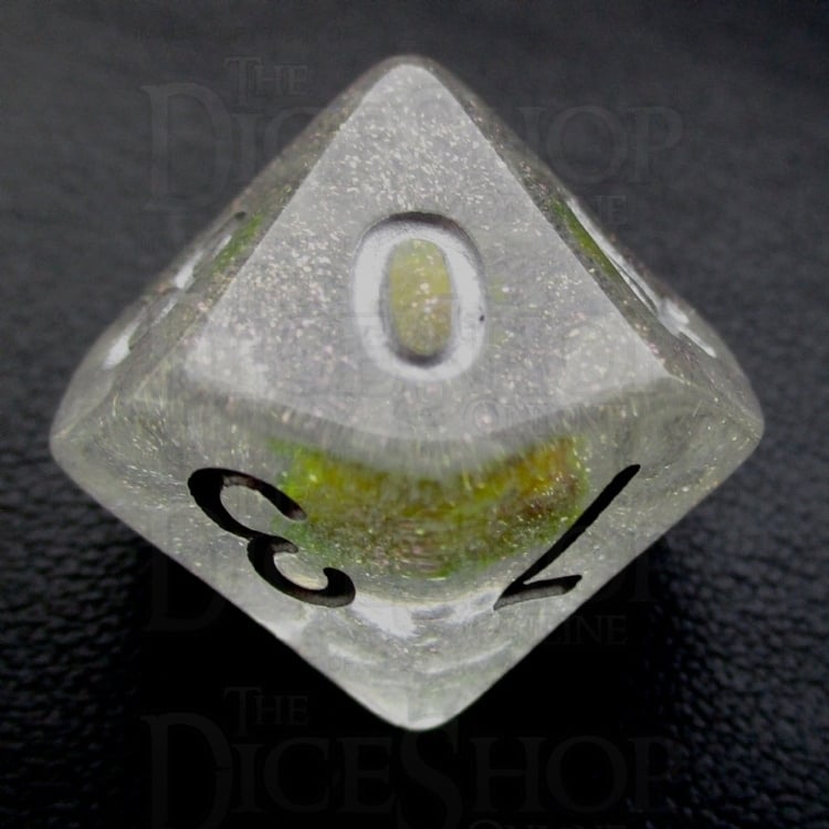 TDSO Encapsulated Glitter Flower Green D10 Dice