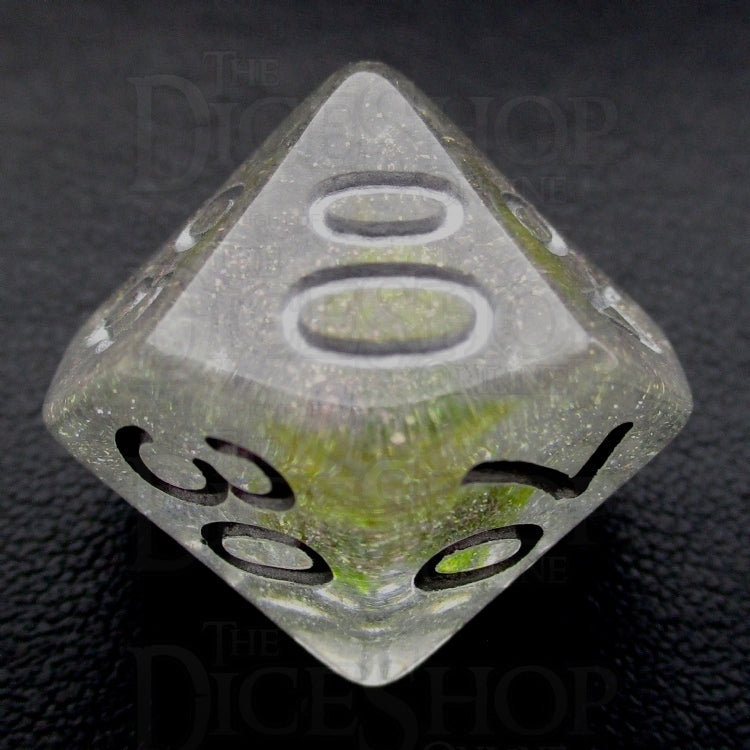 TDSO Encapsulated Glitter Flower Green Percentile Dice