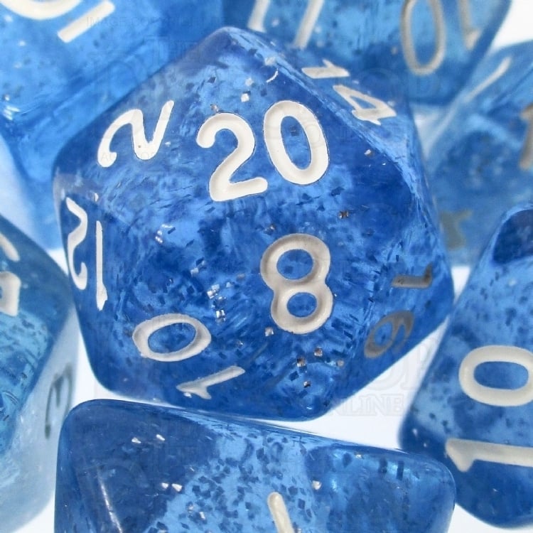TDSO Glitter Blue 7 Dice Polyset