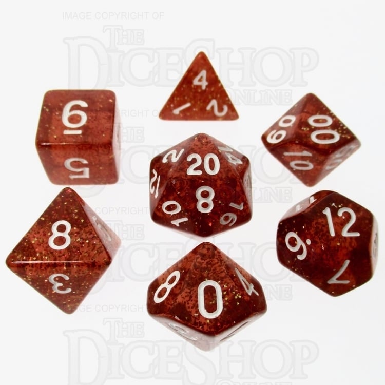 TDSO Glitter Orange 7 Dice Polyset