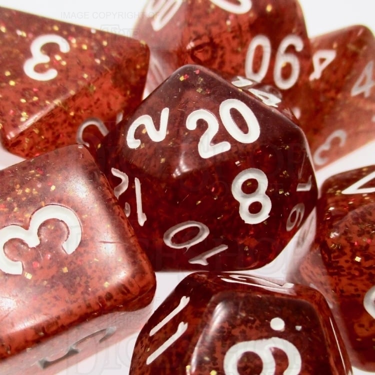TDSO Glitter Orange 7 Dice Polyset