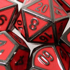 TDSO Metal Fire Forge Black Nickel & Red Enamel 7 Dice Polyset