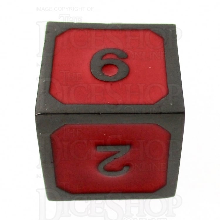 TDSO Metal Fire Forge Black Nickel & Red Enamel D6 Dice