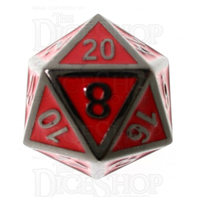 TDSO Metal Fire Forge Black Nickel & Red Enamel D20 Dice