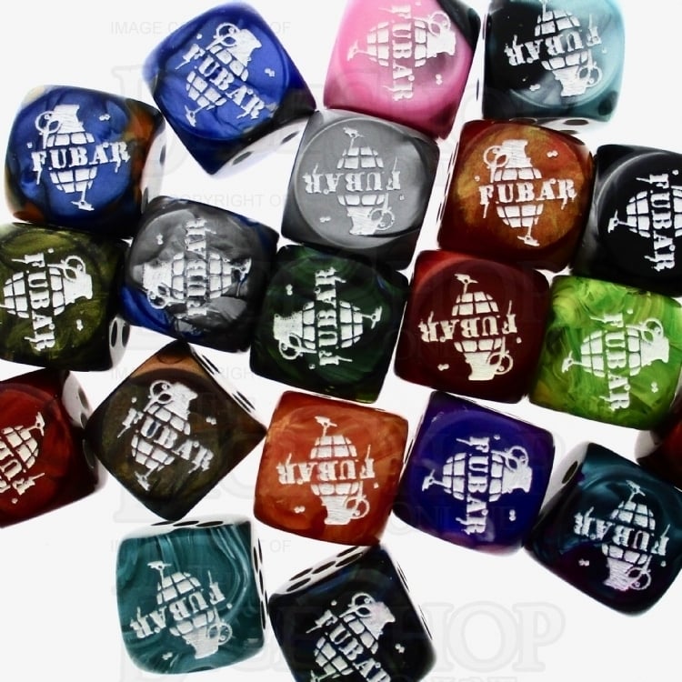 Chessex FUBAR Logo Assorted 6 x D6 Spot Dice Set