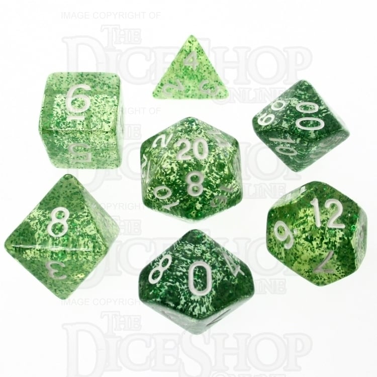TDSO Glitter Green 7 Dice Polyset