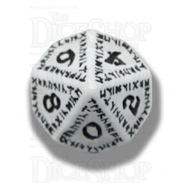 Q Workshop Runic White & Black 7 Dice Polyset