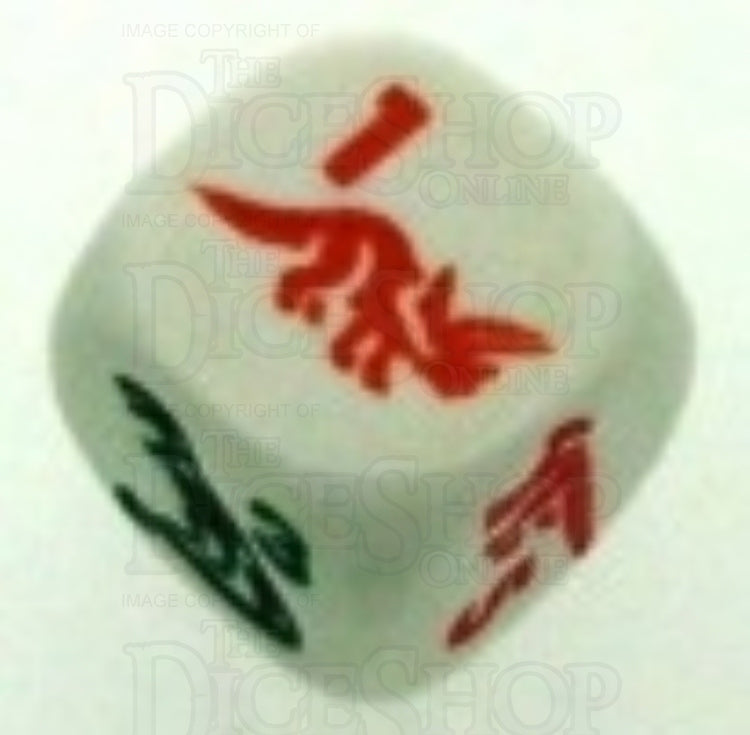 Koplow Opaque White & Multi Colour Dinosaur Animal Logo D6 Dice