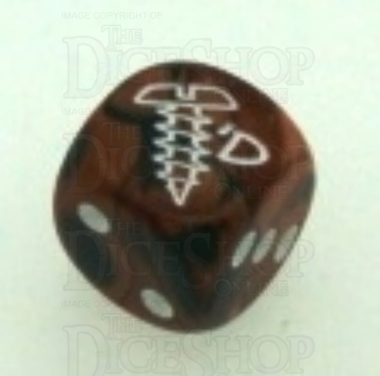 Chessex Gemini Black & Copper SCREWED Logo D6 Spot Dice