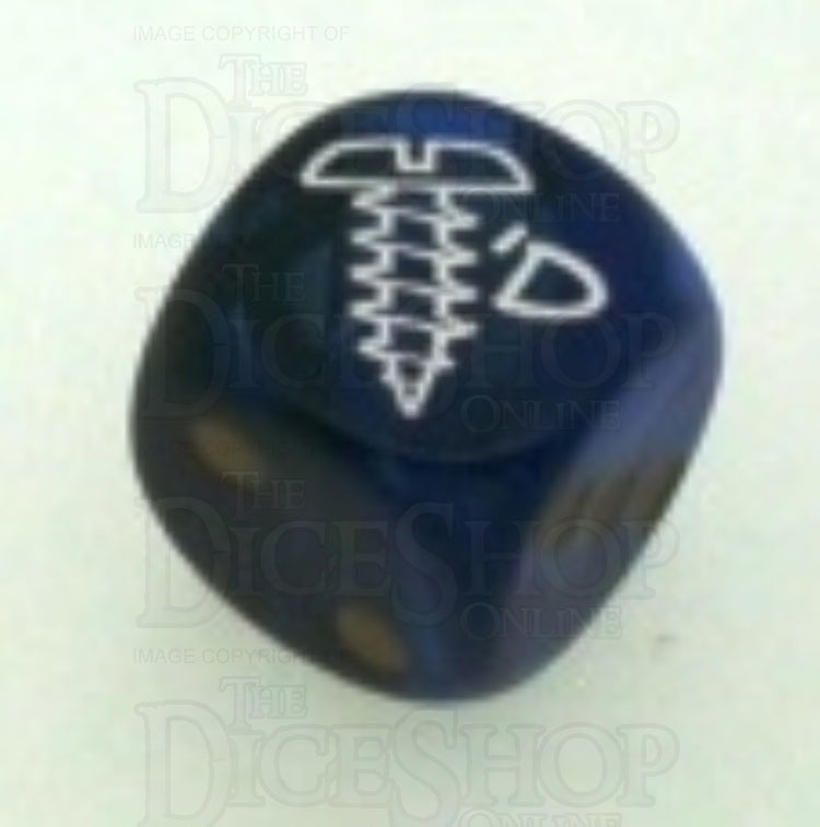 Chessex Gemini Blue & Green SCREWED Logo D6 Spot Dice