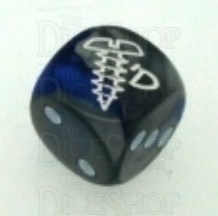 Chessex Gemini Blue & Steel SCREWED Logo D6 Spot Dice