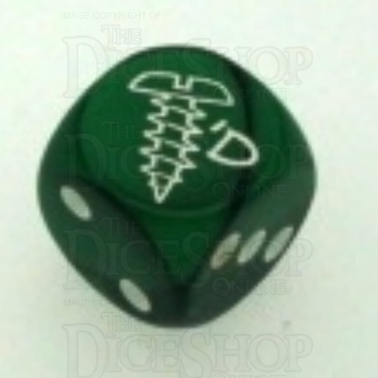 Chessex Gemini Black & Green SCREWED Logo D6 Spot Dice
