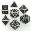 Q Workshop Celtic 3D Opaque White &amp; Black 7 Dice Polyset