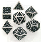 Q Workshop Celtic 3D Opaque White &amp; Black 7 Dice Polyset