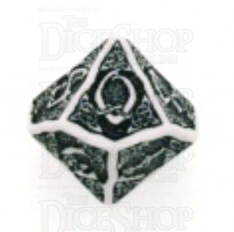 Q Workshop Celtic 3D Opaque White &amp; Black 7 Dice Polyset