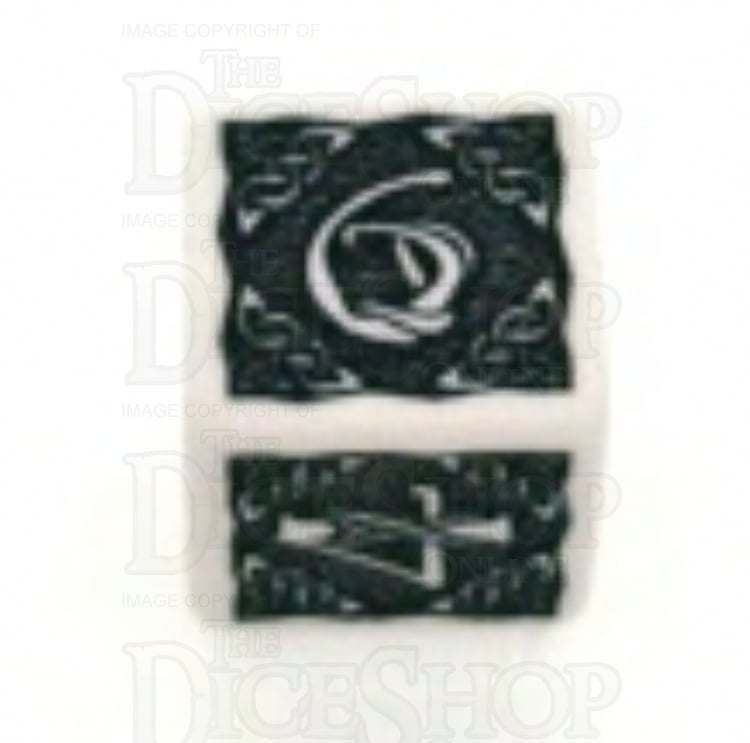 Q Workshop Celtic 3D Opaque White &amp; Black 7 Dice Polyset