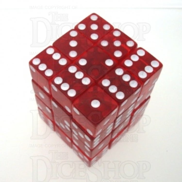 Koplow Transparent Red Square Cornered 36 x D6 Dice Set