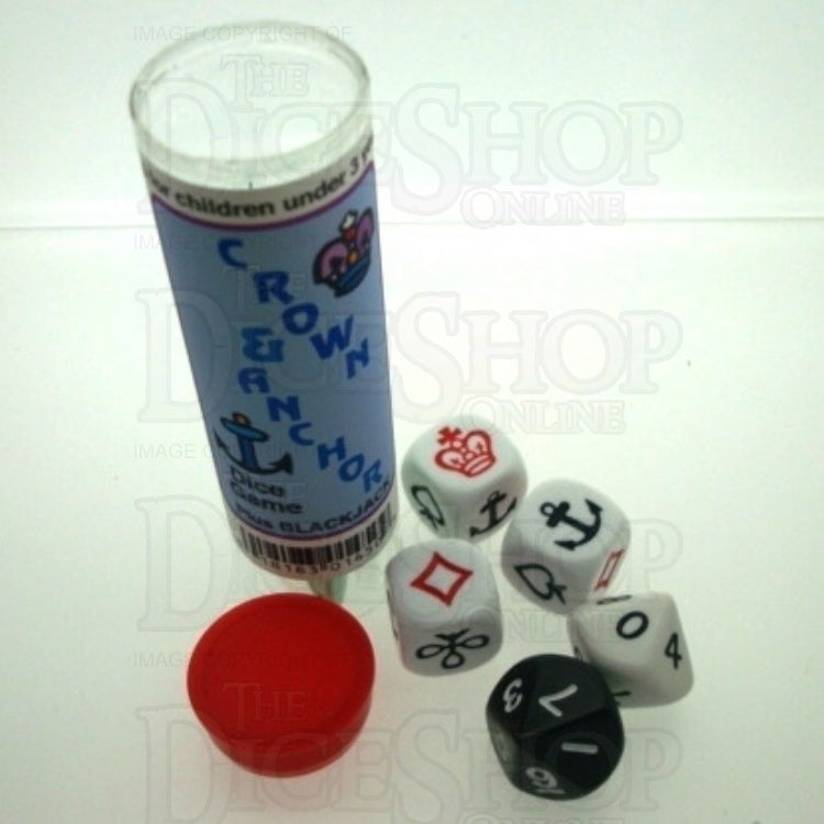 Koplow Opaque 3 x D6 + 2 x D10 Dice Game - Crown and Anchor