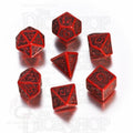Q Workshop Celtic 3D Opaque Red &amp; Black 7 Dice Polyset
