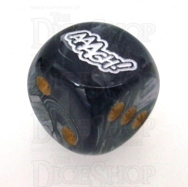 Chessex Lustrous Black AAAGH Logo D6 Spot Dice