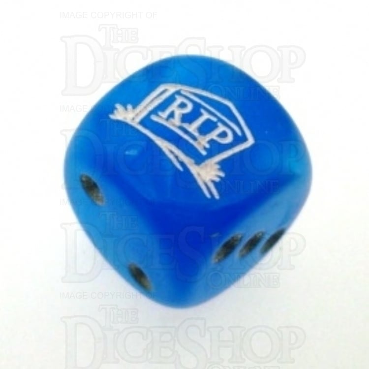 Chessex Velvet Bright Blue RIP Logo D6 Spot Dice