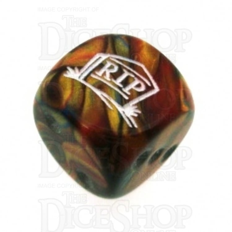 Chessex Lustrous Gold RIP Logo D6 Spot Dice