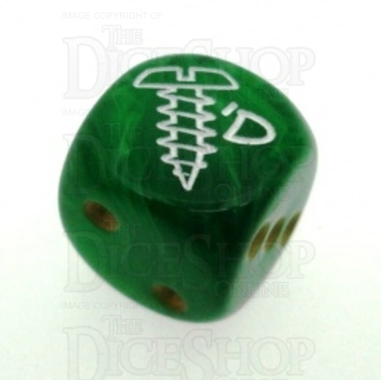 Chessex Vortex Green SCREWED Logo D6 Spot Dice