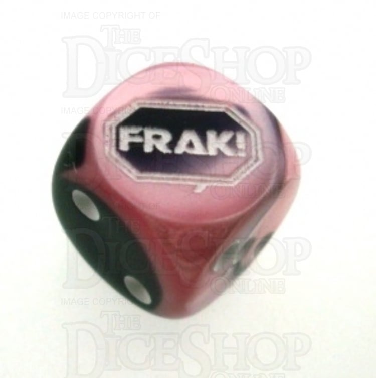 Chessex Gemini Black & Pink FRAK! Logo D6 Spot Dice
