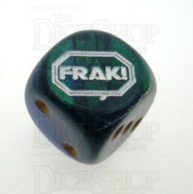 Chessex Gemini Blue & Green FRAK! Logo D6 Spot Dice