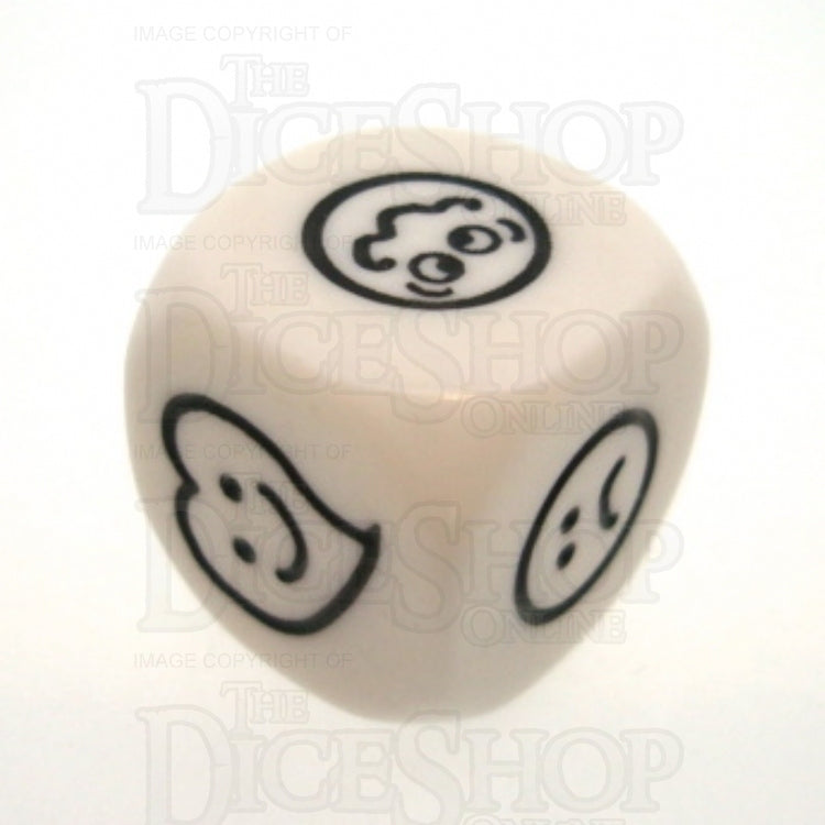 Koplow Opaque White Expressions Smiley Face D6 Dice